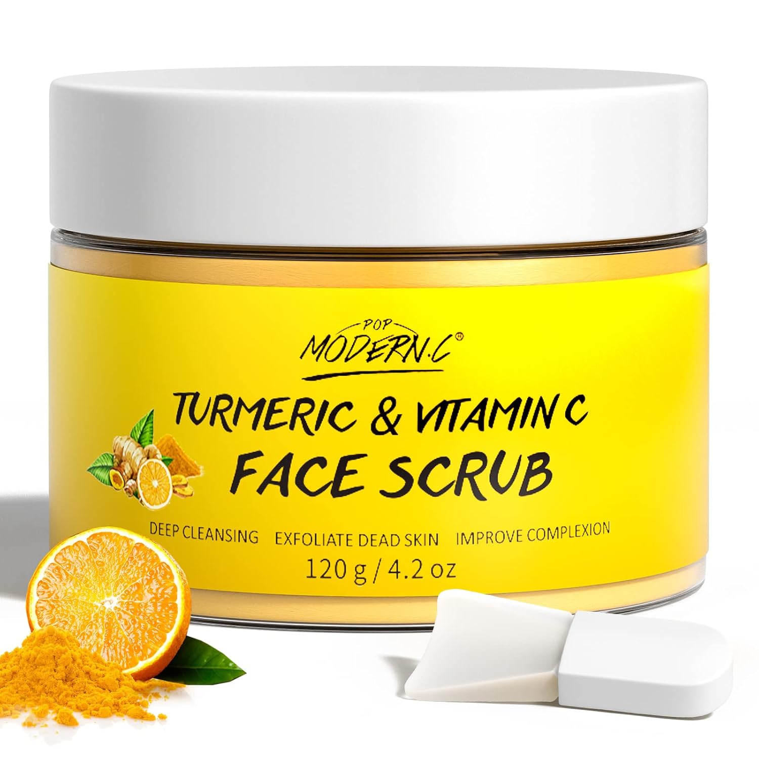 Vitamin C and Turmeric Face Scrub Cream Organics Microdermabrasion Facial Scrub Exfoliating Clears Blackheads Improve Dark Spot Acne with Strawberry Extract Exfoliator