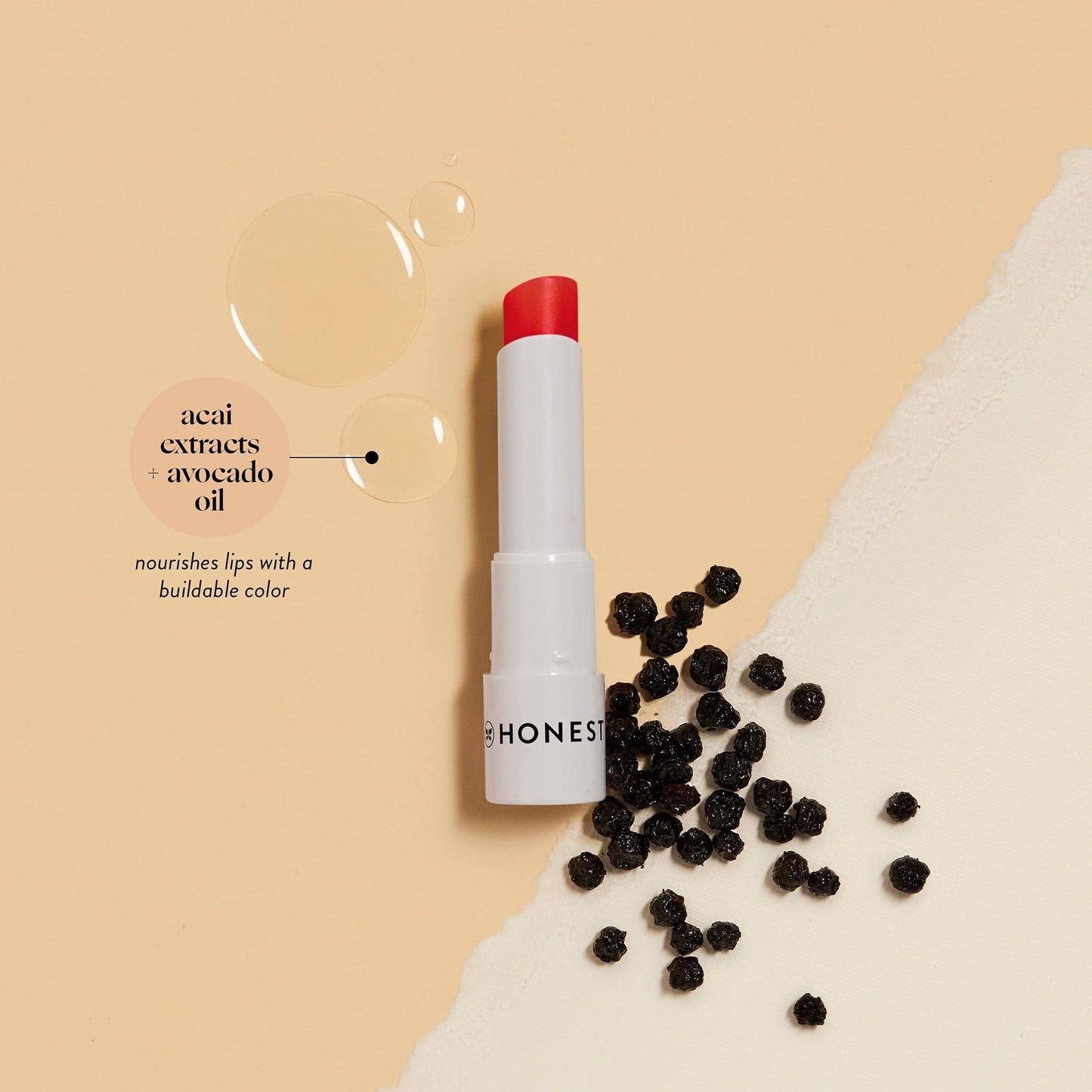 Honest Beauty Moisturizing Vegan Tinted Lip Balm | Antioxidant-rich Acai Extracts + Avocado Oil | Paraben Free + Cruelty Free | Summer Melon